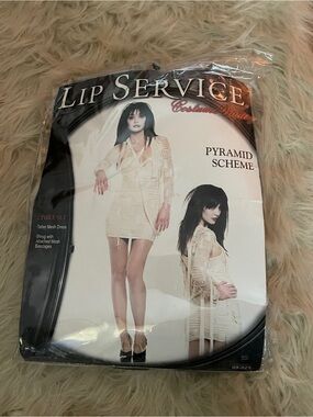 Lip Service Cream Mesh Bandage Dress